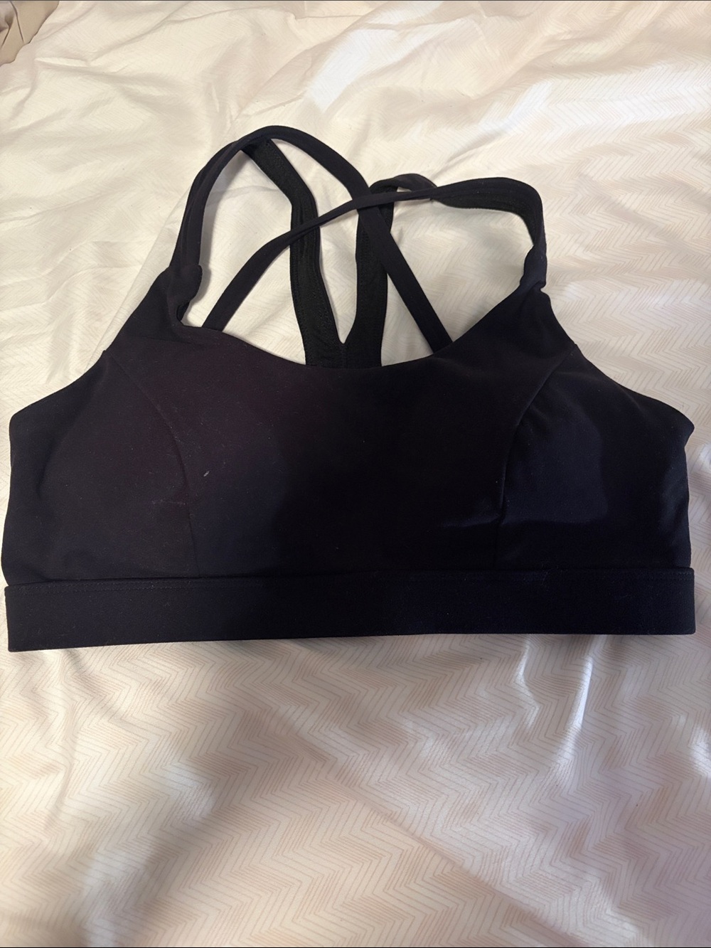 Running Girl Strappy Black Women's Sports Bra - Everyday Support - Small